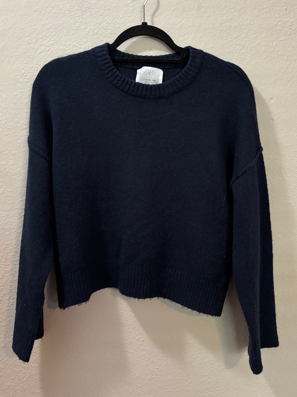 Zara Kids Navy Snap Detail Knit Oversized Sweater Size 11-12